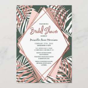 Green Rose Gold Tropical Palm Tree Brautparty Einladung