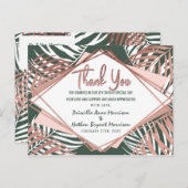 Green Rose Gold Tropical Palm Tree Leaf Vielen Dan Einladungspostkarte (Vorne/Hinten)
