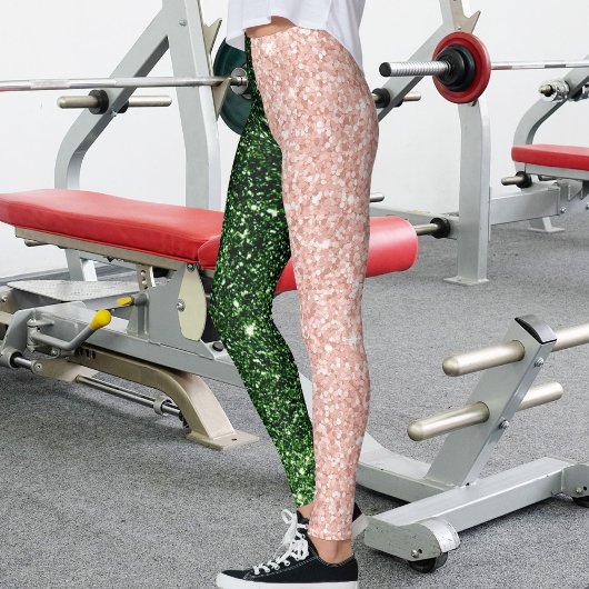 Green Rose Golden Glitter Sparkles Pattern Gift Leggings