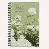 Green Roses Floral Garden Custom Spiral Notebook Notizblock (Vorderseite)