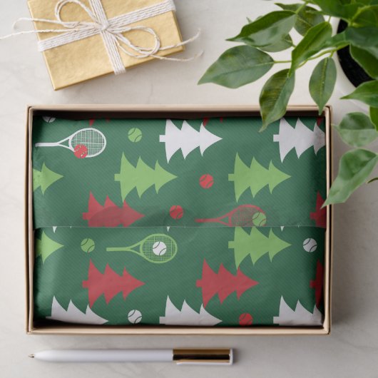 Green 💚 💔 🤍, rot, weiß, Tennis Weihnachten Seidenpapier (Geschenk)