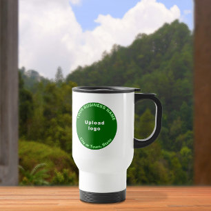 Green Round Business Brand on Travel Mug Reisebecher
