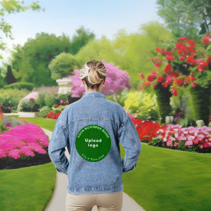 Green Round Business Brand on Women's Denim Jacket Jeansjacke