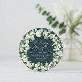 Green Round Snowberry+Eukalyptus Weihnachtsfeier Feiertagskarte (Stehend Vorderseite)