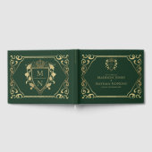 Green Royal Fantasy Monogram Wedding Gästebuch (Voll)