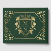 Green Royal Fantasy Monogram Wedding Gästebuch (Rückseite)