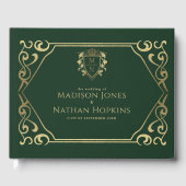Green Royal Fantasy Monogram Wedding Gästebuch (Vorderseite)