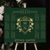 Green Royal Fantasy Monogram Wedding Seating Poster