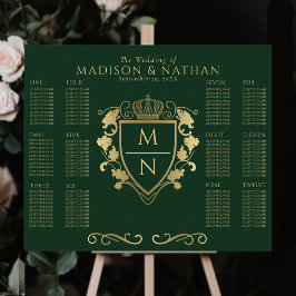 Green Royal Fantasy Monogram Wedding Seating Poster