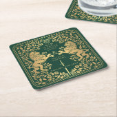 Green Royal Lion Mittelalterliche Hochzeit Rechteckiger Pappuntersetzer (angewinkelt)