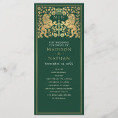 Green Royal Lion Mittelalterliches Hochzeitsprogra Programm (Vorderseite)
