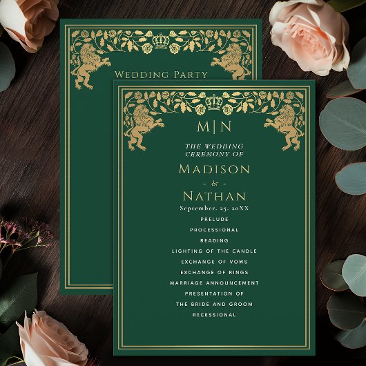 Green Royal Lion Mittelalterliches Hochzeitsprogra Programm