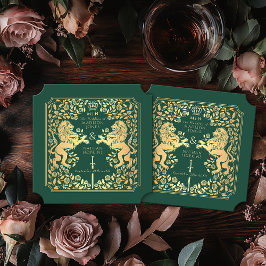 Green Royal Lion Mittelalterliches Hochzeitsticket Untersetzer