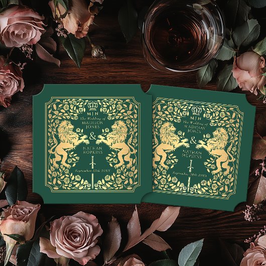 Green Royal Lion Mittelalterliches Hochzeitsticket Untersetzer