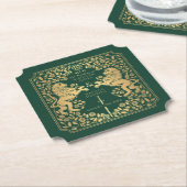 Green Royal Lion Mittelalterliches Hochzeitsticket Untersetzer (angewinkelt)