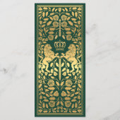 Green Royal Lion Mittelalterliches Schwert Hochzei Menükarte (Rückseite)