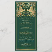 Green Royal Lion Mittelalterliches Schwert Hochzei Menükarte (Vorderseite)