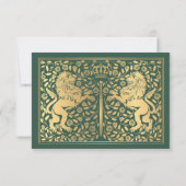 Green Royal Medieval Lion Wedding RSVP Karte (Rückseite)