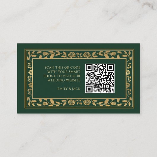 Green Royal Sword Wedding Website UAWG QR Code Begleitkarte (Rückseite)