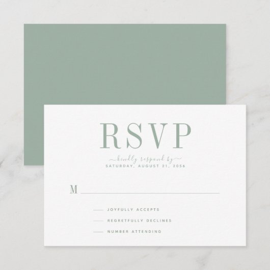 Green RSVP Card für Hochzeitssage Karte (Vorne/Hinten)