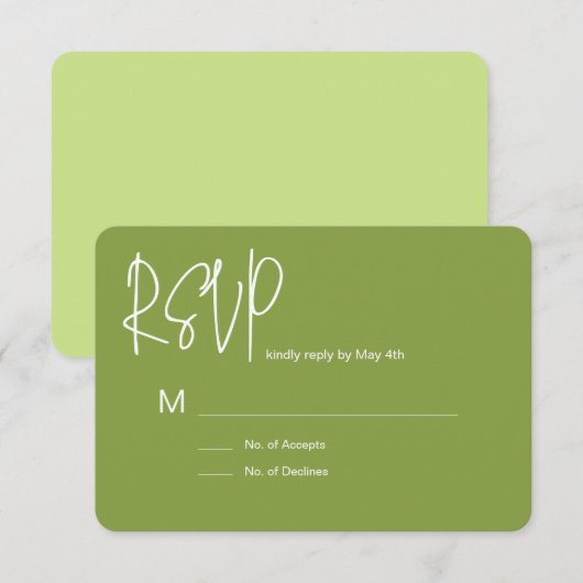 Green RSVP Card Karte (Vorne/Hinten)