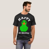 Green Rubber Duck Happy Go Ducky Pun St Patricks D T-Shirt (Vorne ganz)