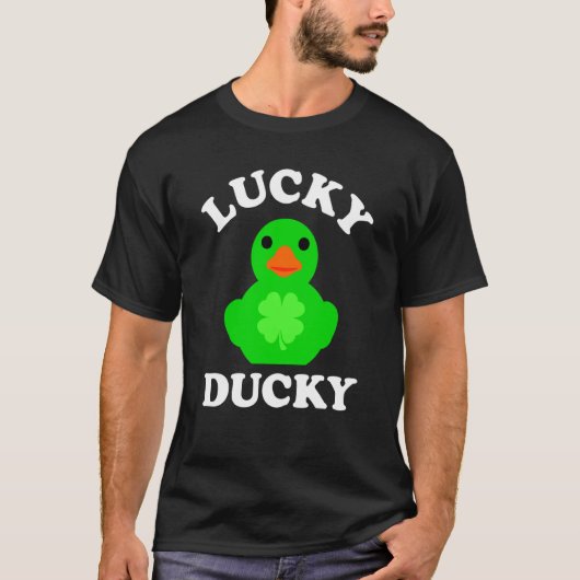 Green Rubber Duck Quack Four Leaf C Lucky Ducky T-Shirt (Vorderseite)
