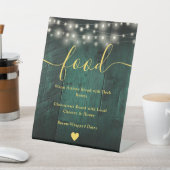 Green Rustic Bard Wood String Lights Menü Sockelschild (In SItu)