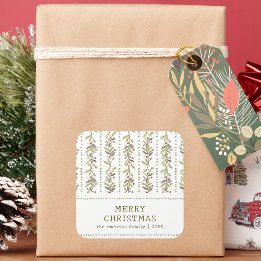 Green Rustic Botanical Christmas Stickers