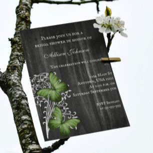Green Rustic Butterfly Brautparty laden ein Einladung