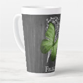 Green Rustic Butterfly Personalisiert Latte Tasse (Linke Ecke)