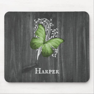 Green Rustic Butterfly Personalisiert Mouse Pad Mousepad