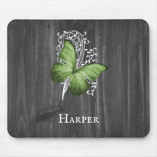 Green Rustic Butterfly Personalisiert Mouse Pad Mousepad (Vorne)