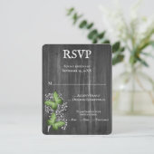 Green Rustic Butterfly Wedding RSVP Card Karte (Stehend Vorderseite)
