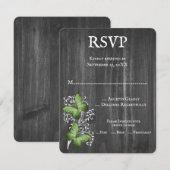 Green Rustic Butterfly Wedding RSVP Card Karte (Vorne/Hinten)