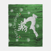 Green Rustic Christmas Reindeer Blanket Fleecedecke (Vorderseite)