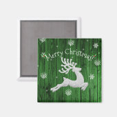 Green Rustic Christmas Reindeer Magnet (Vorderseite/Rückseite)