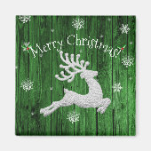 Green Rustic Christmas Reindeer Magnet (Vorne)