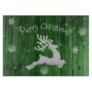 Green Rustic Christmas Rentier Cutting Board Schneidebrett