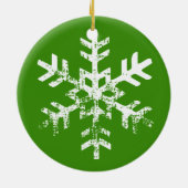 Green Rustic Circle Foto Schneeflocken Keramik Ornament (Hinten)
