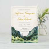 Green Rustic Classic Watercolor Monogram Wedding Einladung (Stehend Vorderseite)