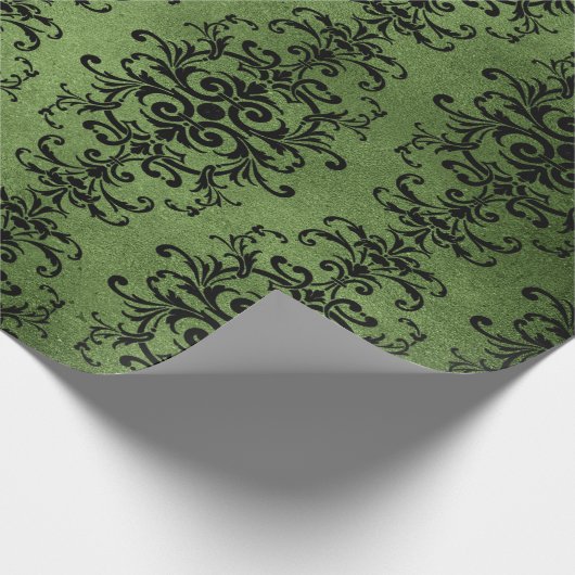 Green Rustic Damask Print Geschenkpapier (Ecke)