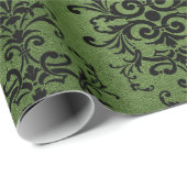 Green Rustic Damask Print Geschenkpapier (Rolleneckpunkt)