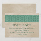 Green Rustic Damask Save the Date einladen Einladung (Vorne/Hinten)