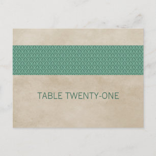 Green Rustic Damask Tischnummer Postkarte