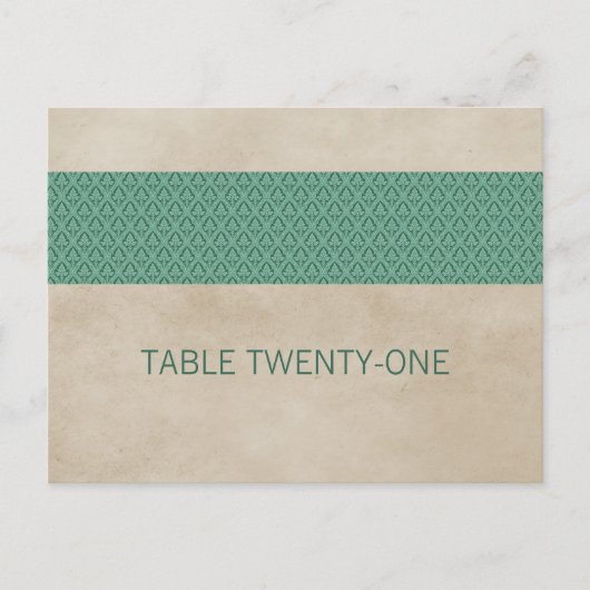Green Rustic Damask Tischnummer Postkarte (Vorderseite)