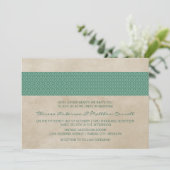 Green Rustic Damask Wedite Einladung (Stehend Vorderseite)