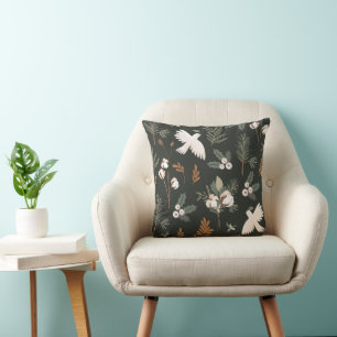 Green Rustic Dove Holiday Throw Kissen