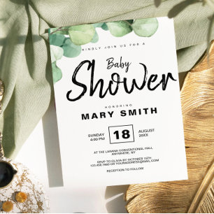 Green Rustic Eucalyptus Baby Shower Einladung