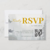 Green Rustic Forest Watercolor QR Wedding RSVP Karte (Vorderseite)